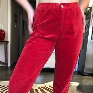 Brandy Melville Red Corduroy High Waisted Pants